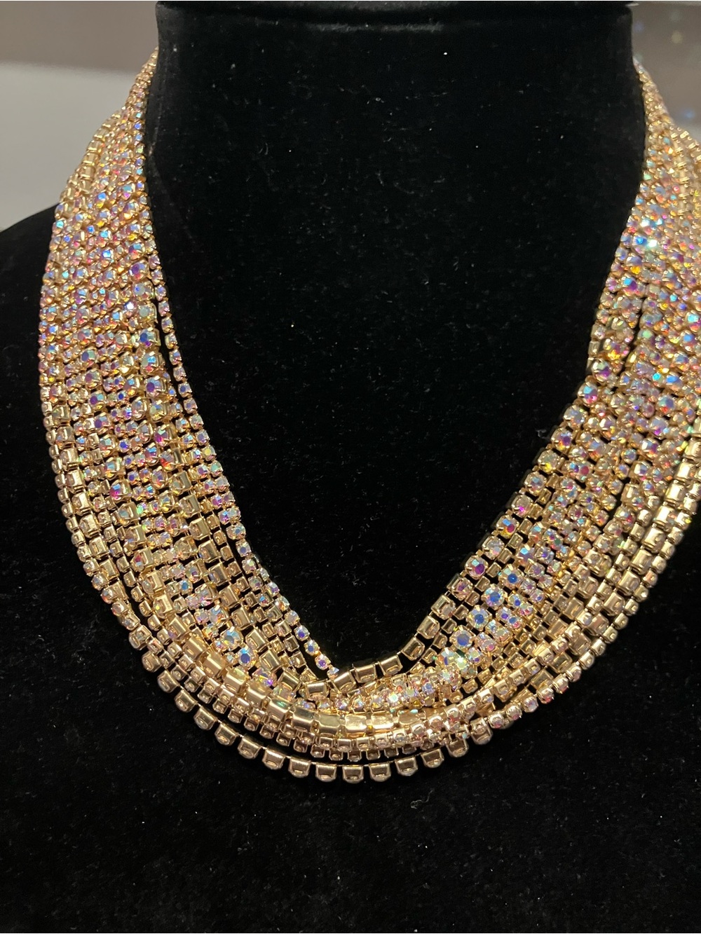Gold-Tone Multi-Strand Crystal Necklace - Women Jewelry